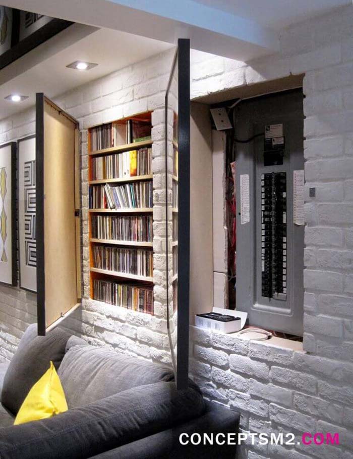 Art Inspired Hidden Storage #storage #builtin #decor #decorhomeideas