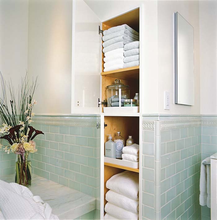 Beautiful Bathroom Built-in Storage Idea #storage #builtin #decor #decorhomeideas
