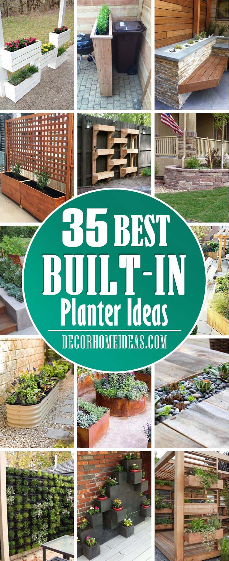 Best Built In Planter Ideas. Save space and add charm to your garden, patio or backyard with these beautiful built-in planter ideas. #diy #planter #decorhomeideas