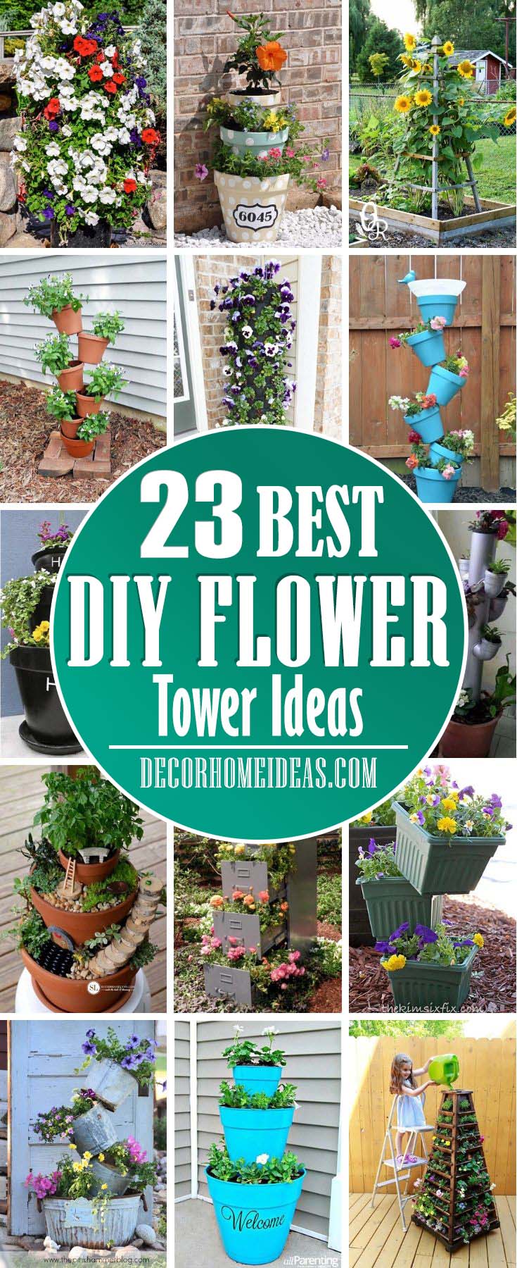 Best DIY Flower Tower Ideas. Spruce up your garden with these flower towers that are easy to do. #diy #garden #flowertower #decorhomeideas