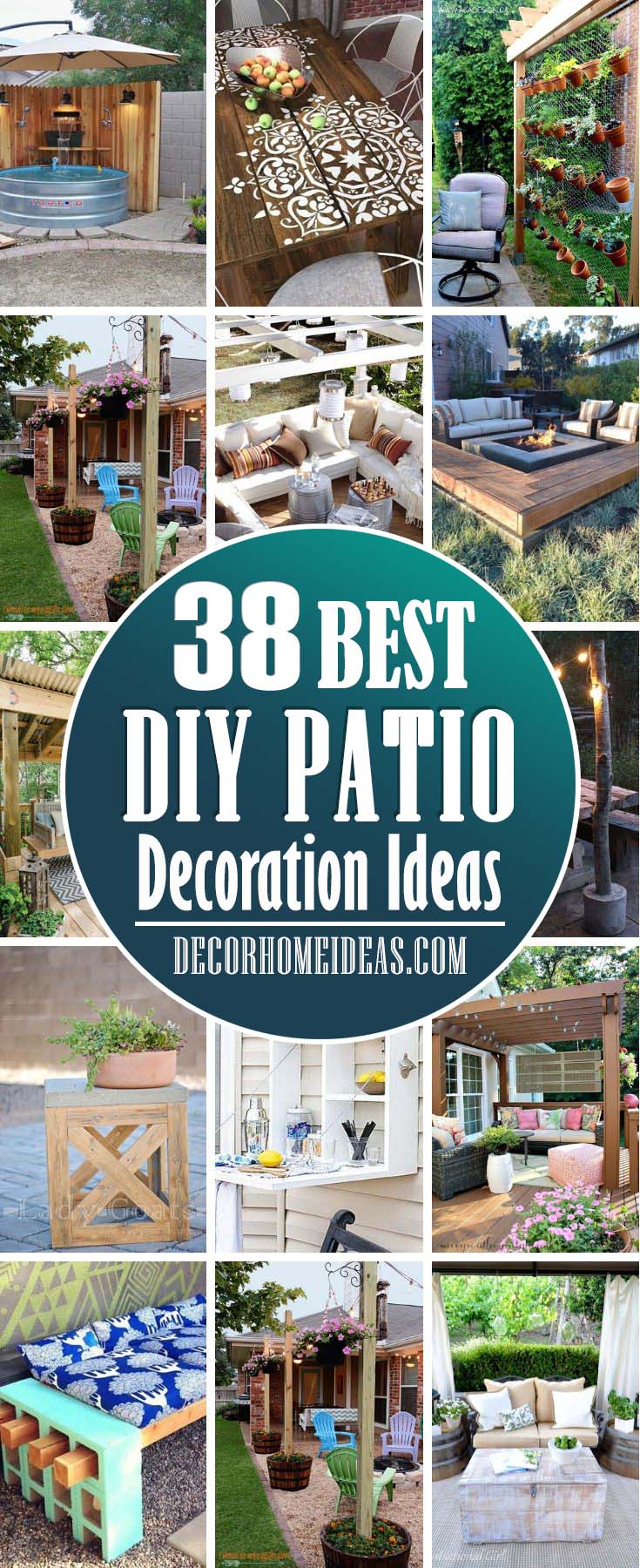 Best DIY Patio Decorations Ideas. Decorate your patio with style, add fire pit, pergola, cushions or pillows and make it the perfect place to relax all year long. #diy #patio #decorations #decorhomeideas