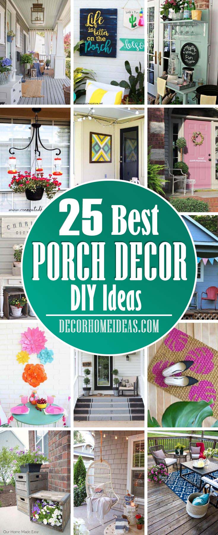 Best DIY Porch Decor Ideas. Spruce up your front porch with these beautiful decor ideas. Swing bed, planter, rug or flower pot could add more more color and texture. #diy #porch #decor #decorhomeideas