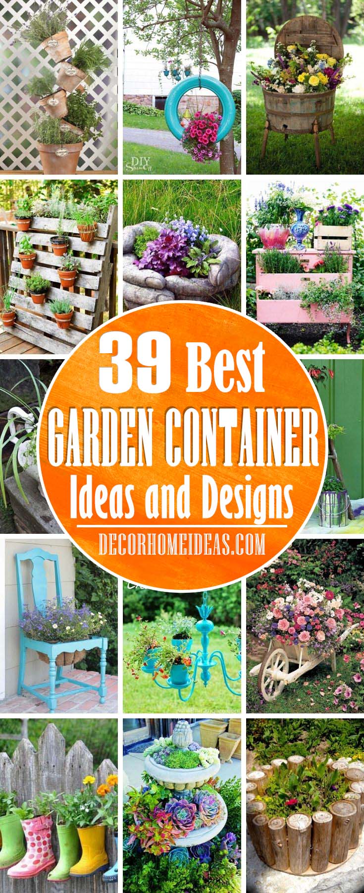 Best Garden Container Ideas. Enjoy nonstop color all season long with these container gardening ideas and design suggestions. Beautiful pots to adorn porches and patios. #decorhomeideas