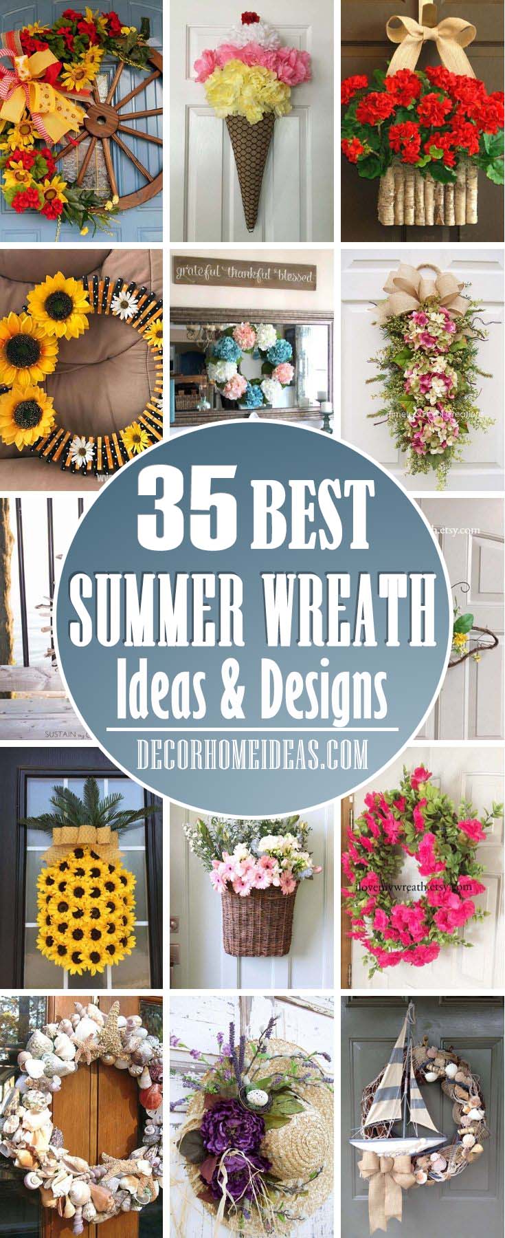 Best Summer Wreath Ideas. Spruce up your front door and porch with these creative summer wreath ideas. #diy #wreath #summer #decorhomeideas