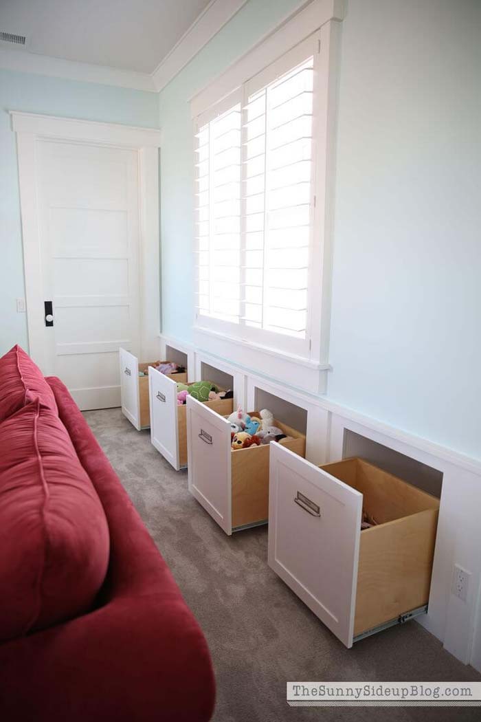 Built In Sitting Room Toy Storage #storage #builtin #decor #decorhomeideas