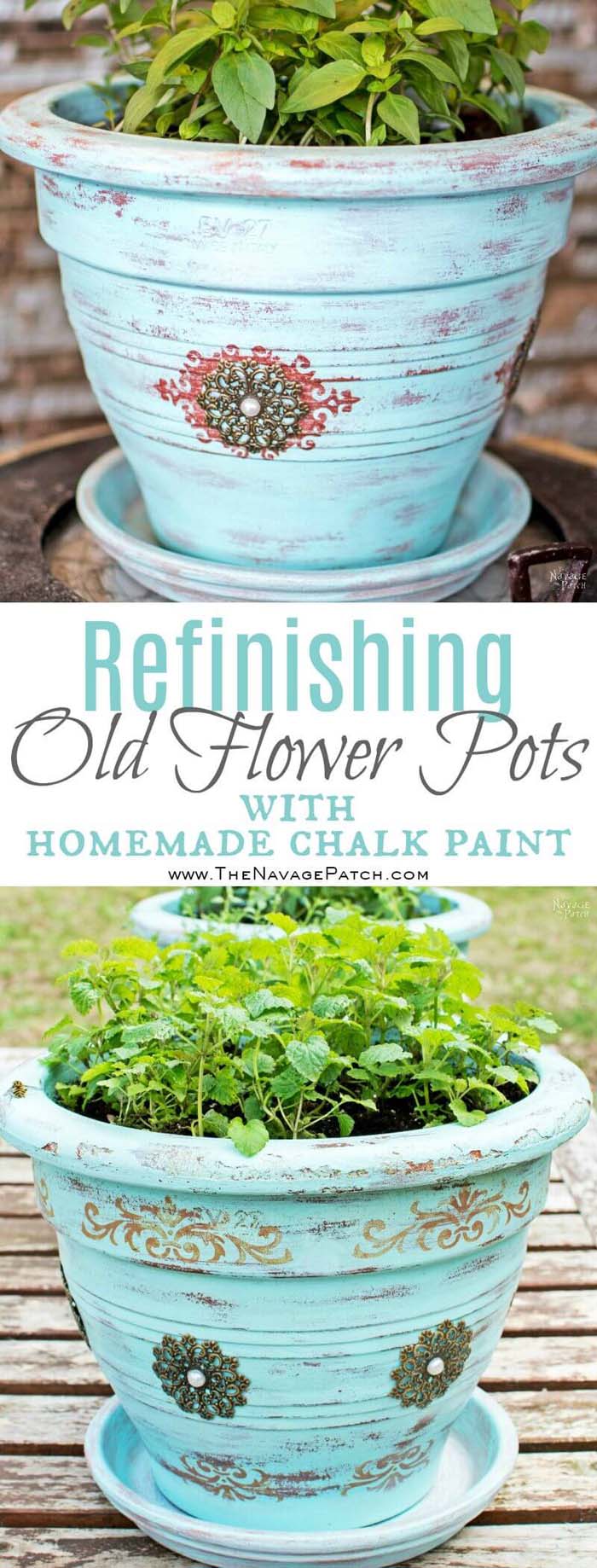 Chalk Paint Old Flower Pots #diy #paint #garden #decorations #decorhomeideas