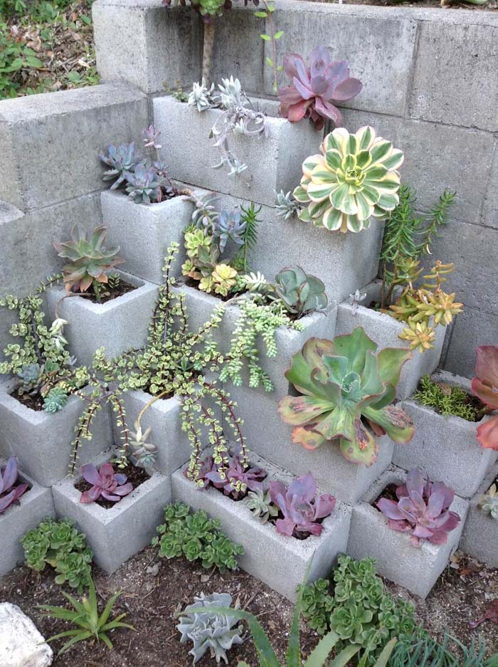 Cinder Block Corner Garden Planter #diy #planter #garden #decorhomeideas