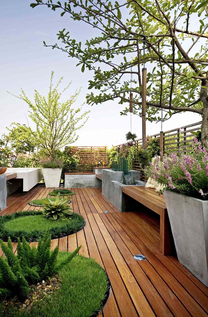 Concrete Planters and In-Set Grass Patches