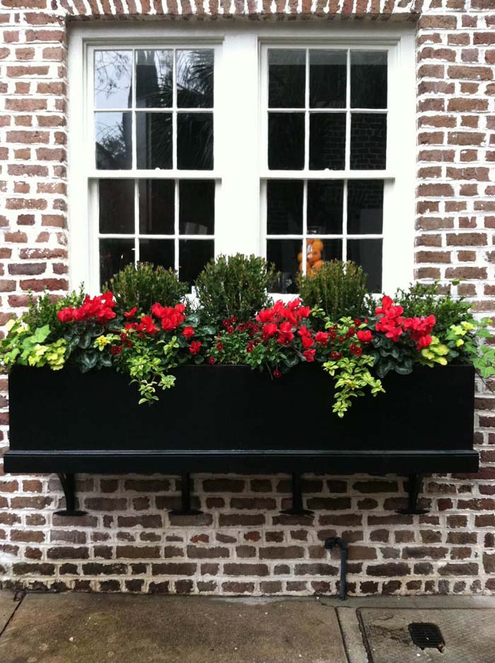 Country Traditional Black-on-brick Flower Box #planter #box #window #decorhomeideas