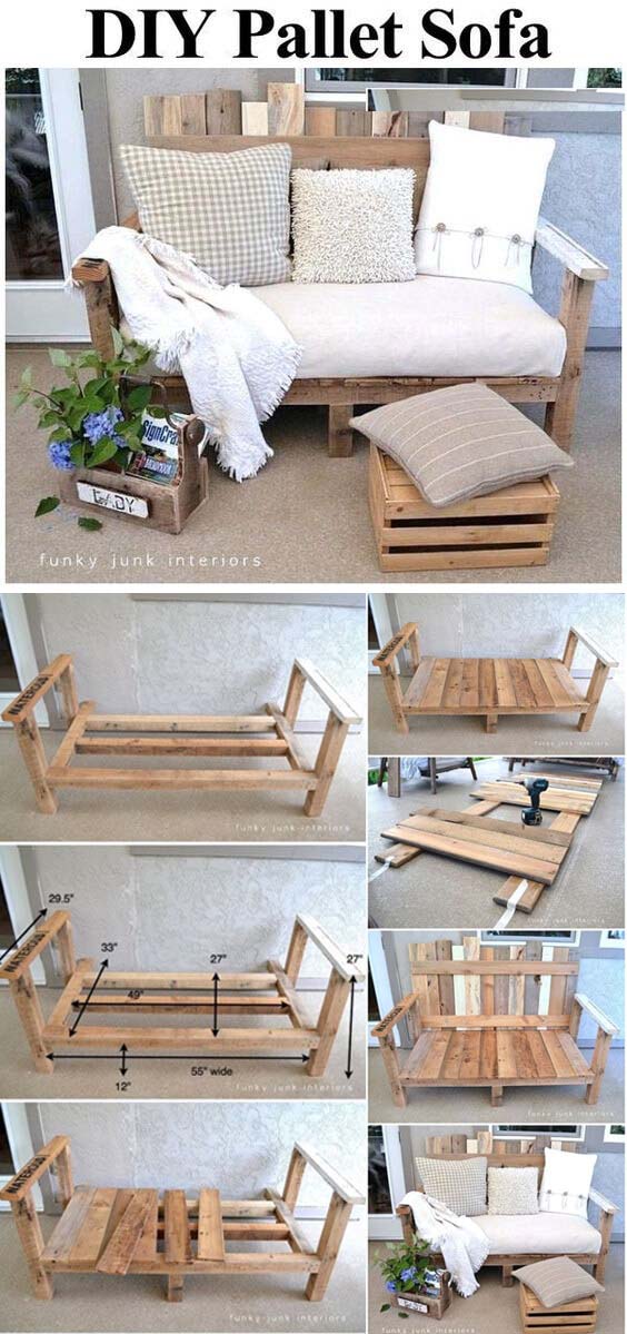 DIY Pallet Sofa #diy #outdoor #furniture #decorhomeideas