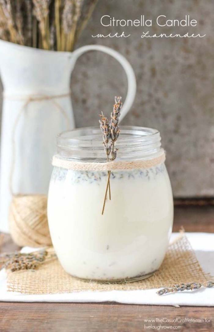 DIY Citronella Candle with Lavender #diy #masonjar #lights #decorhomeideas