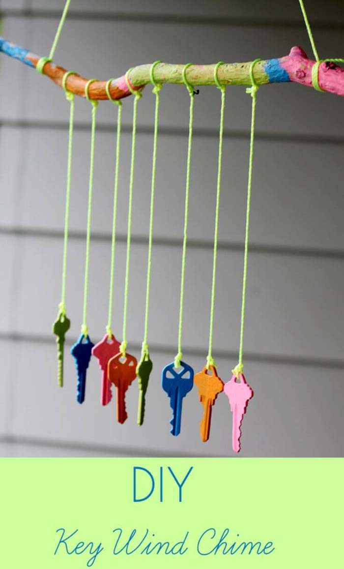 DIY Key Wind Chime #diy #paint #garden #decorations #decorhomeideas