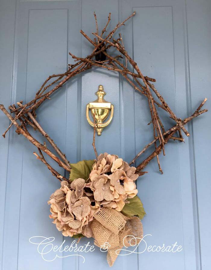 DIY Rustic Wreath #diy #decor #sticks #twigs #decorhomeideas