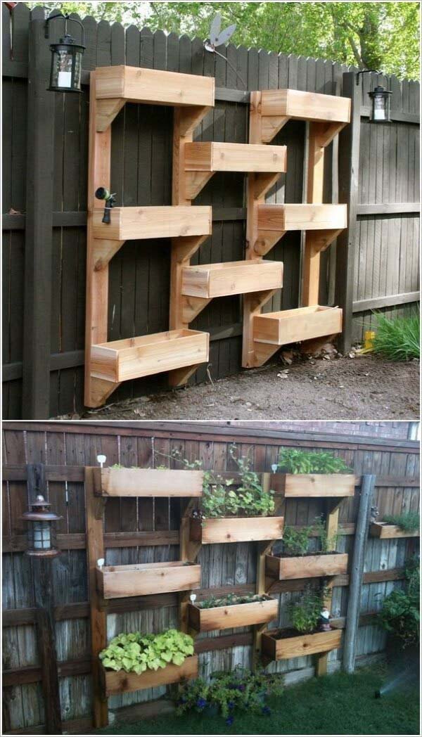 DIY Tiered Wood Planter Boxes #diy #planter #garden #decorhomeideas