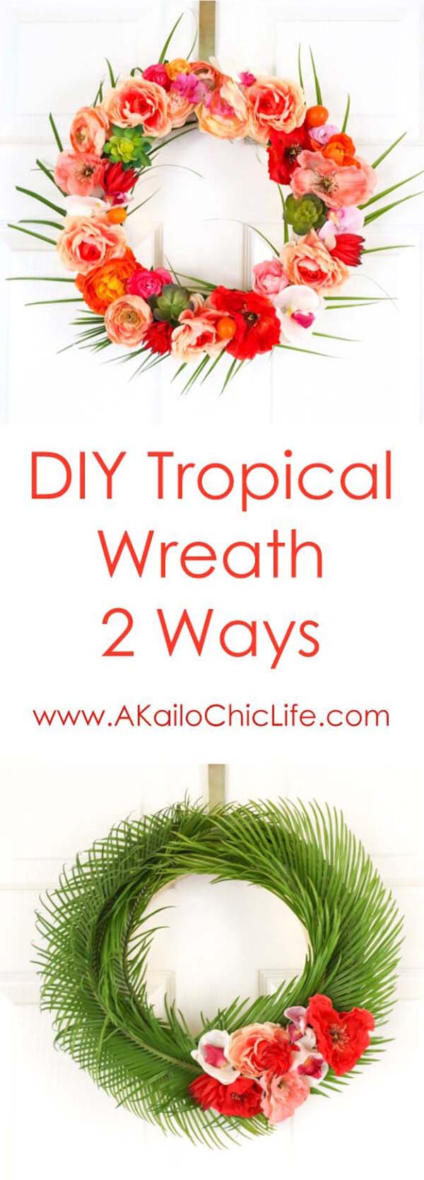 DIY Tropical Wreath #diy #summer #wreath #decorhomeideas