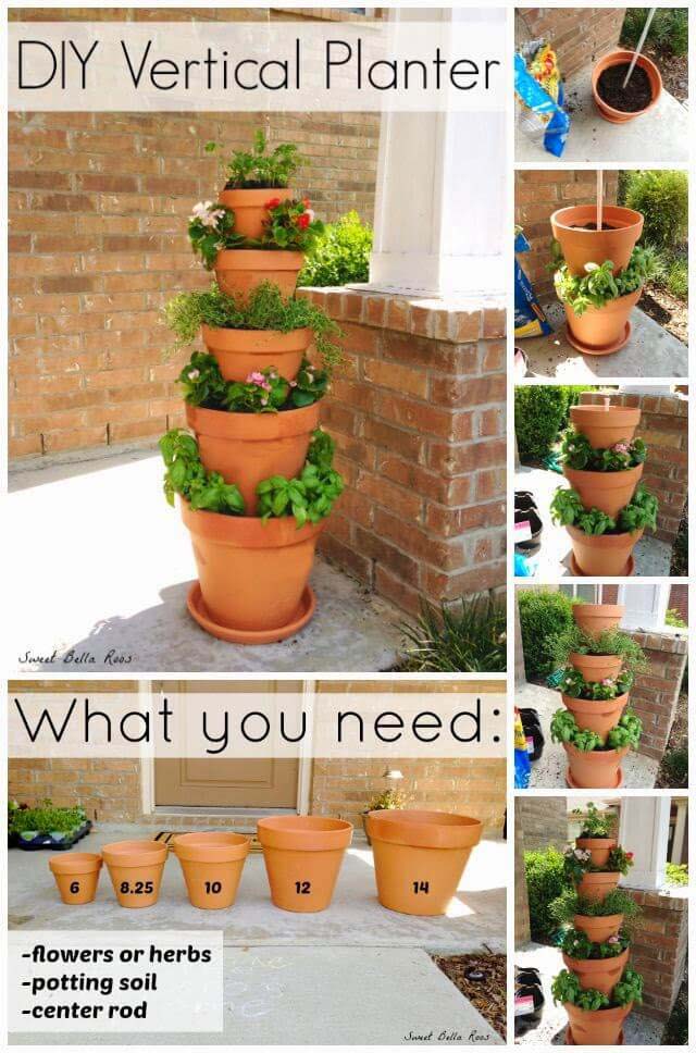 DIY Vertical Planter #diy #flowertower #garden #decorhomeideas