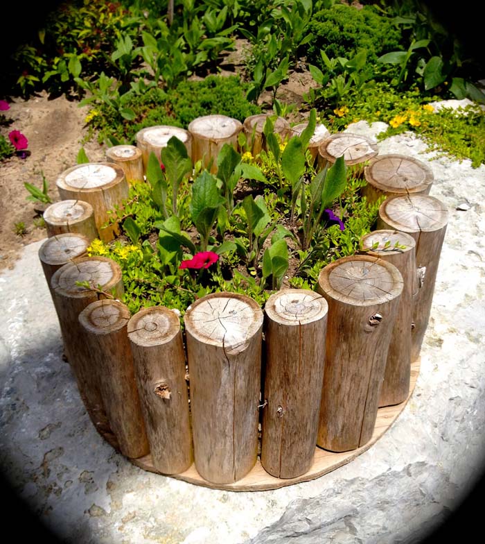 Flower Planter with Logs #garden #container #planter #decorhomeideas