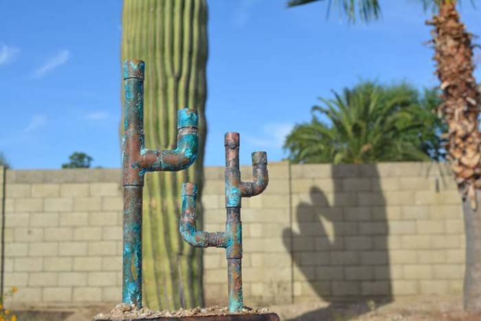 Galvanized Metal Pipes Cactus #garden #upcycled #diy #decorhomeideas