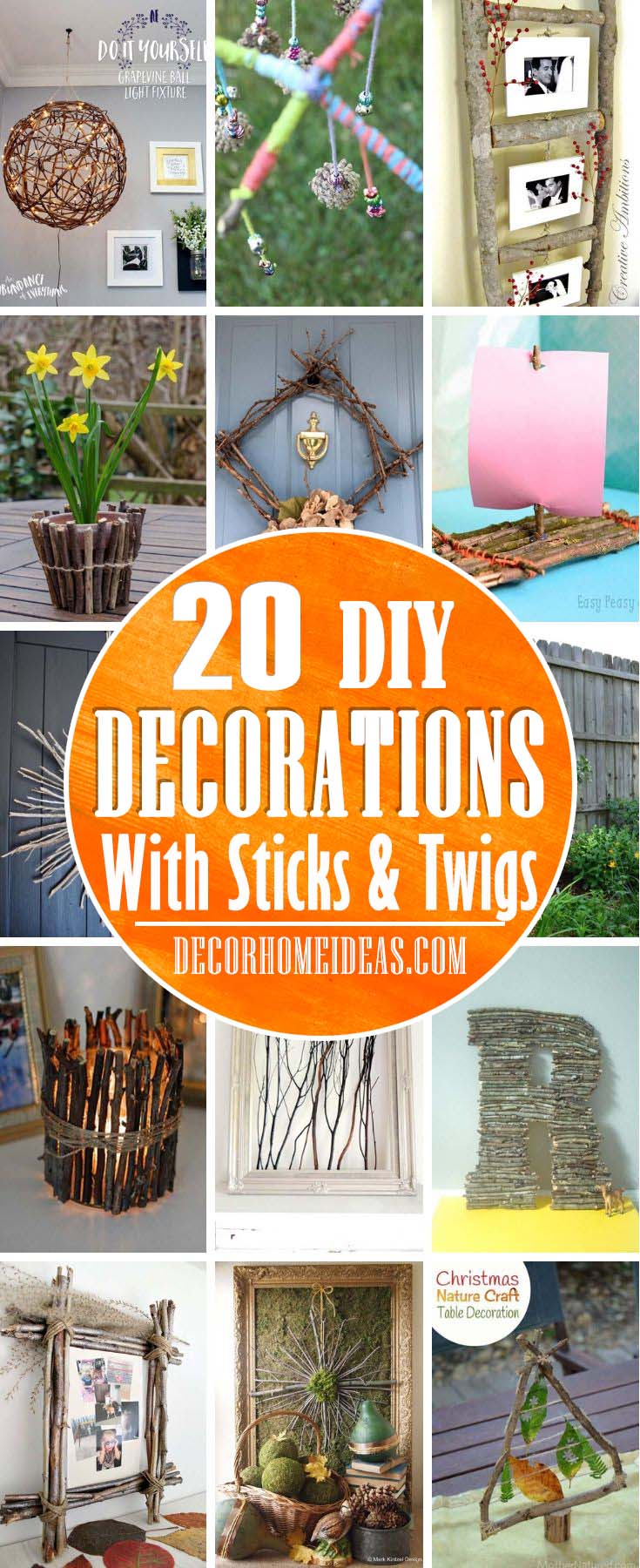 Home And Garden Sticks And Twigs DIY. Inexpensive ideas on how to spruce up your home and garden decor with sticks and twigs. Easy projects that could be done in no time. #decorhomeideas