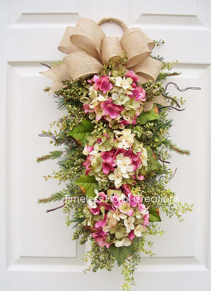 Hydrangea Wreath Swag #diy #summer #wreath #decorhomeideas