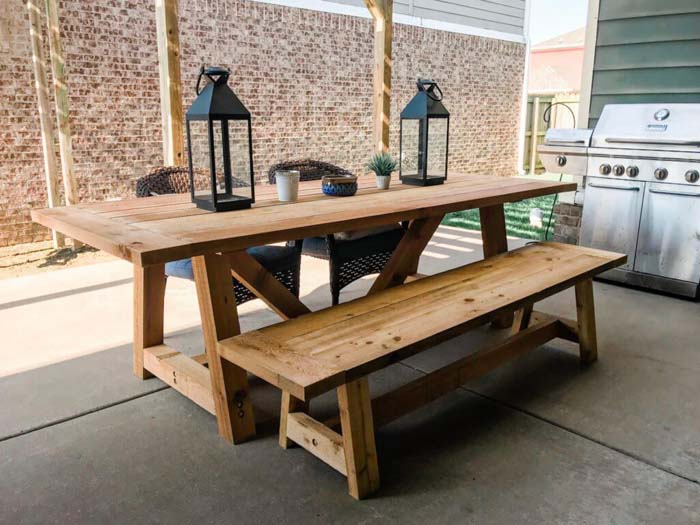 Kitchen Table with Benches #diy #outdoor #furniture #decorhomeideas