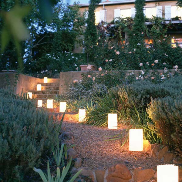 Luminaries Going Up the Steps #lighting #landscape #garden #decorhomeideas