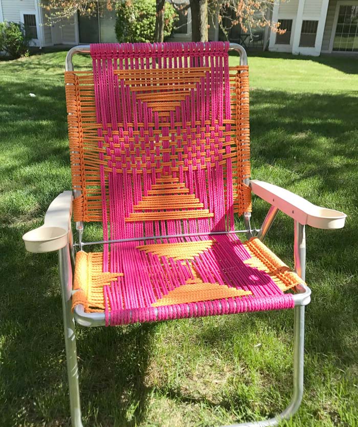 Macrame Lawn Chair Tutorial #diy #outdoor #furniture #decorhomeideas