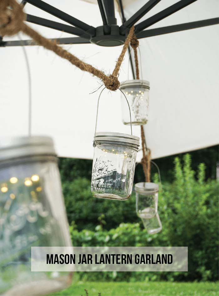 Mini Mason Jar Lantern Garland #diy #masonjar #lights #decorhomeideas