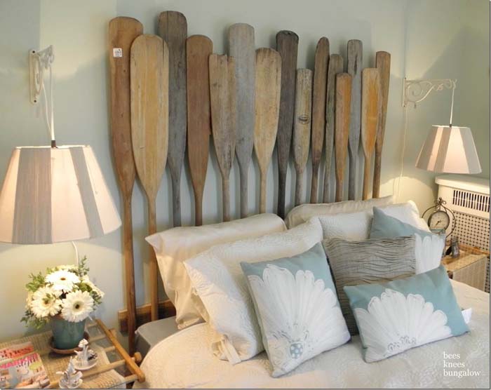 A Nautical Headboard with Vintage Oars #beach #coastal #decoration #decorhomeideas