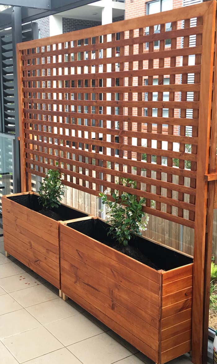 Planter Boxes with Climbing Trellis #diy #planter #garden #decorhomeideas