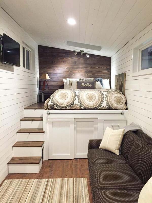 A Platform Bed with Storage Below #bedroom #small #design #decorhomeideas
