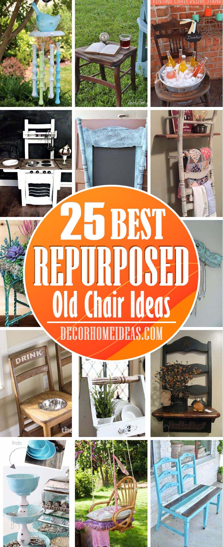 Repurposed Old Chairs. Get some fresh and creative ideas on repurposing old chairs into something beautiful and useful. #old #chair #repurposed #decorhomeideas