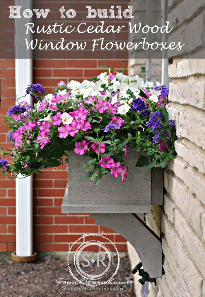 DIY Rustic Cedar Window Flower Box #planter #box #window #decorhomeideas