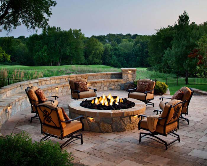 Sandstone Patio Firepit #diy #round #firepit #decorhomeideas