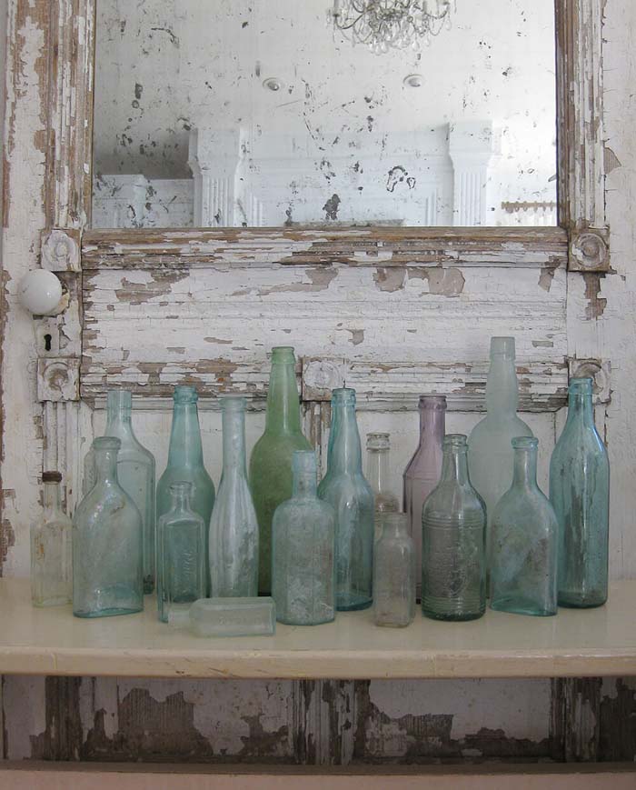 Set of Vintage Glass Bottles #coastal #beach #decor #decorhomeideas