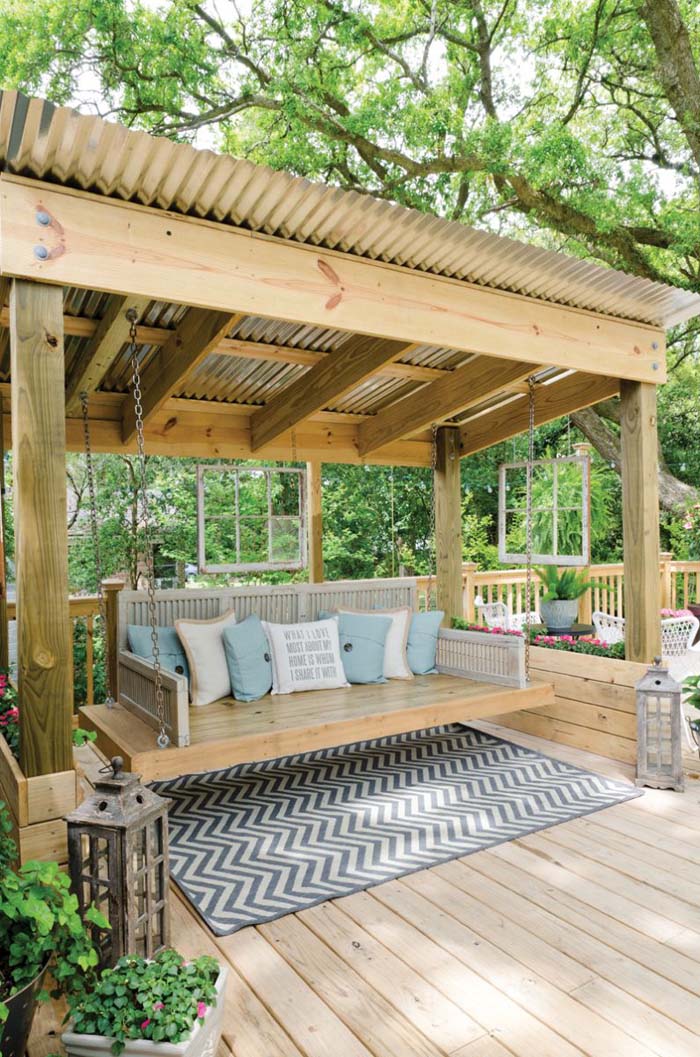 Shaded Gazebo With Swing Bed #diy #patio #decorations #decorhomeideas