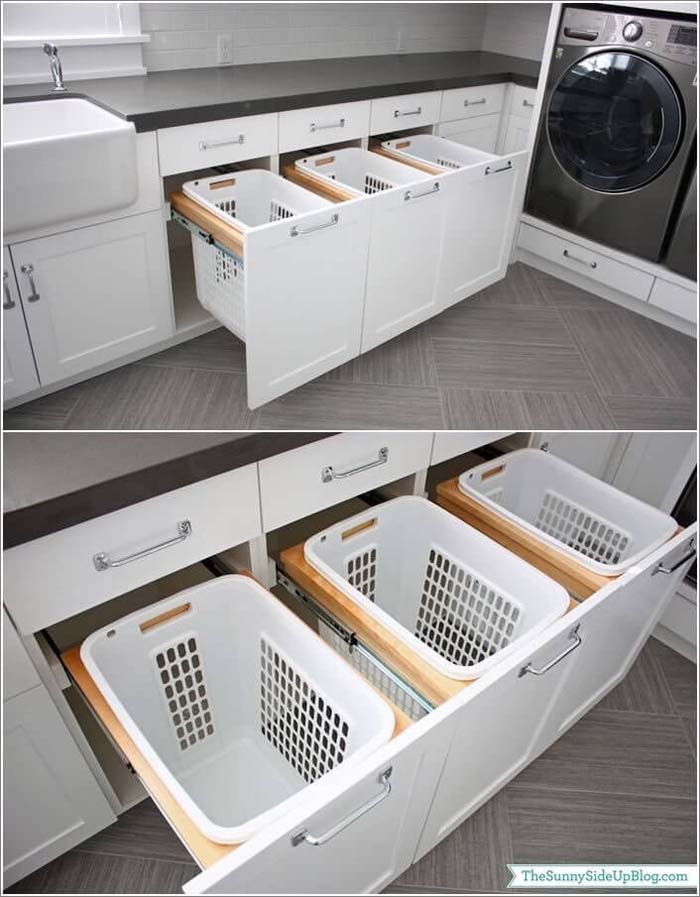 Sort and Hide Your Dirty Laundry #storage #builtin #decor #decorhomeideas