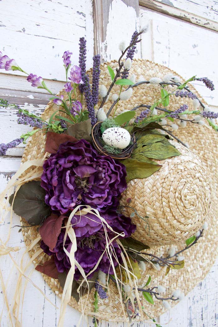 Straw Hat Wreath #diy #summer #wreath #decorhomeideas