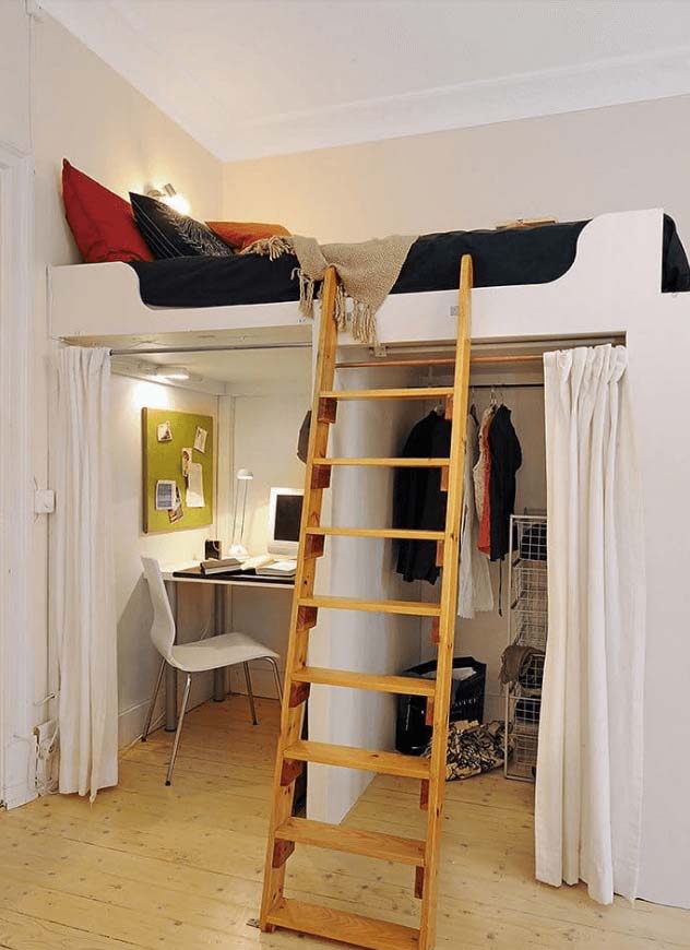 Study Area and Closet Below a Loft #bedroom #small #design #decorhomeideas