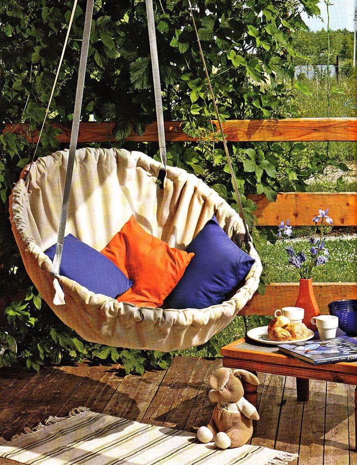 Summer Splendor Basket Swing #diy #outdoor #furniture #decorhomeideas
