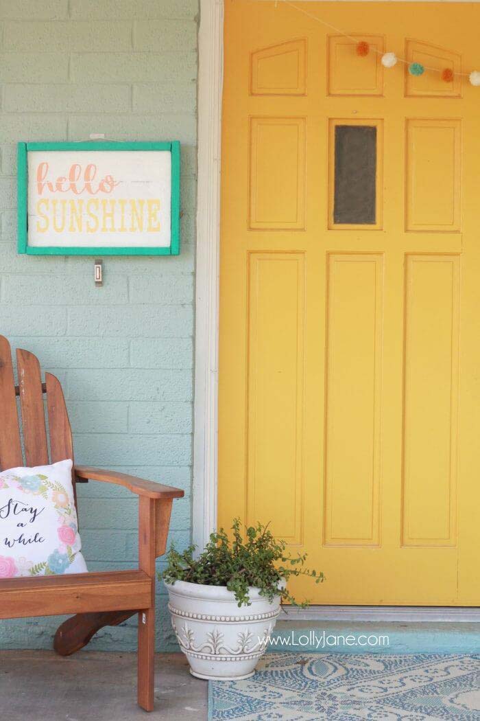 Sunshine Foam Front Door Sign #diy #paint #garden #decorations #decorhomeideas