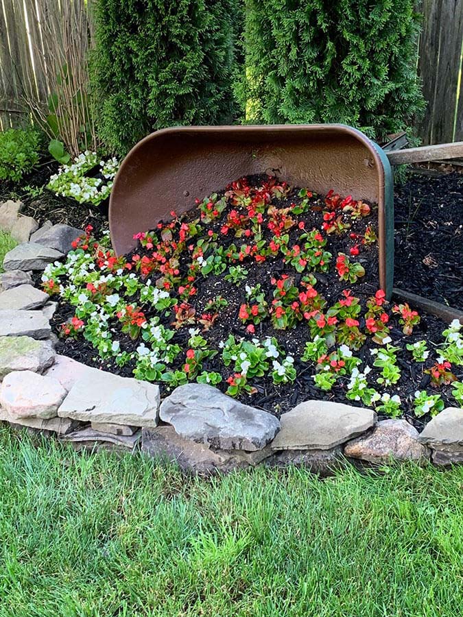 Turned Over Flowering Wheel Barrow #garden #upcycled #diy #decorhomeideas