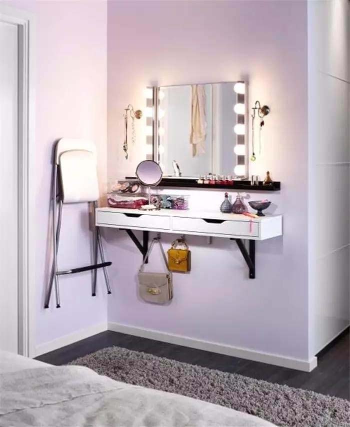 A Vanity with Hooks, Drawers, and Lighting #bedroom #small #design #decorhomeideas