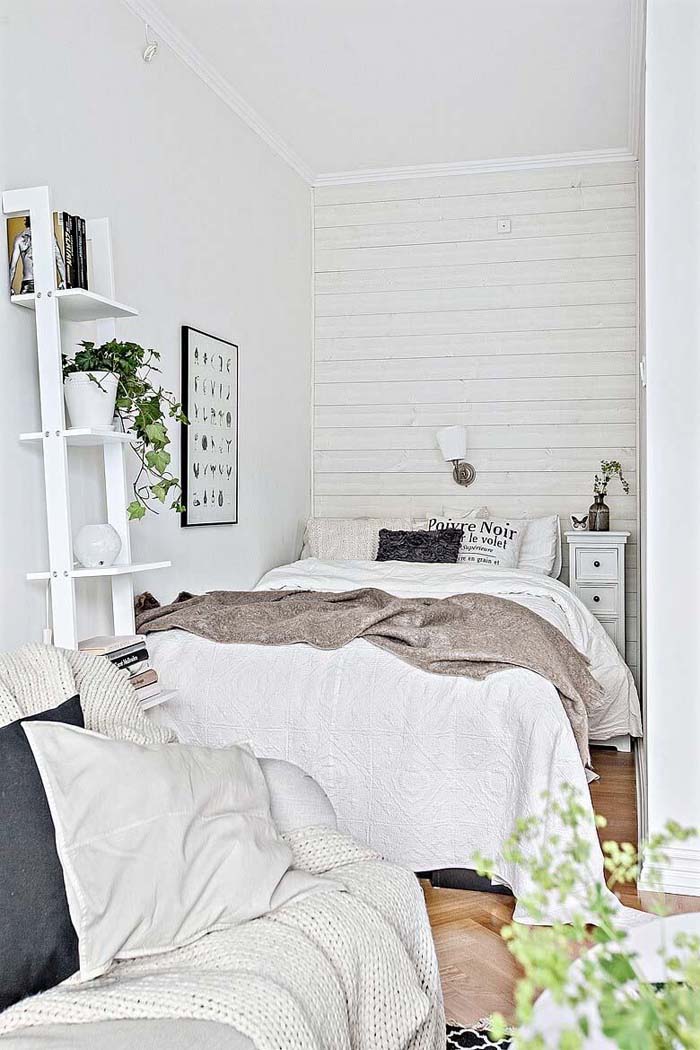 Welcoming White Shelves and Green Plants #bedroom #small #design #decorhomeideas