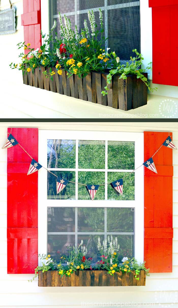 Wood Picket Fence Style Flower Box #planter #box #window #decorhomeideas