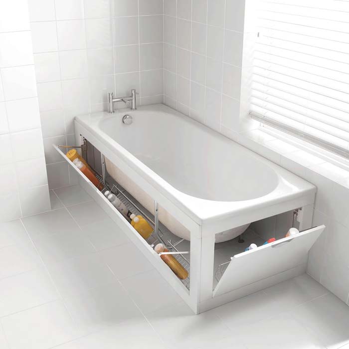 Bathtub Storage for Small Bathrooms #hideaway #projects #decorhomeideas
