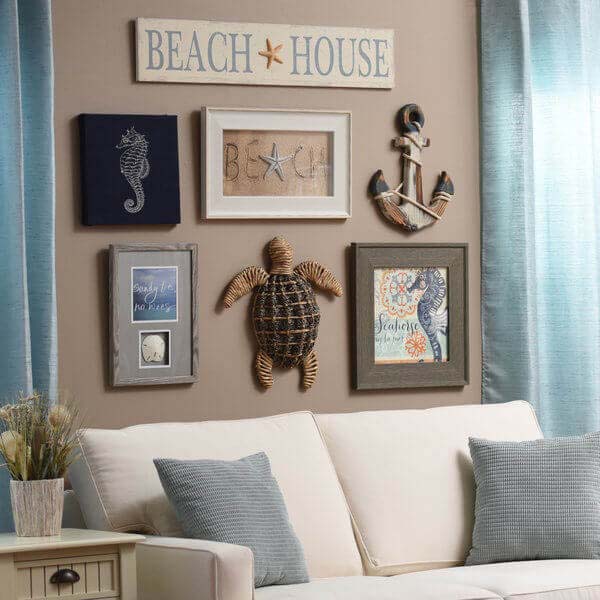 Beach House Memories Collage-Style Collection #wall #decor #sofa #decorhomeideas