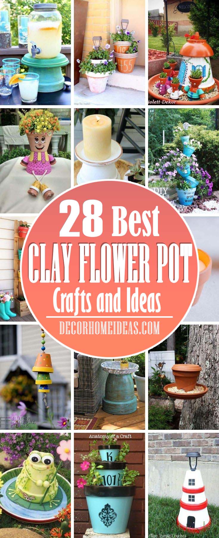 Best Clay Flower Pot Crafts. Simple, easy, and fun clay flower pot crafts and ideas.  Make terra cotta pot crafts for all holidays - Christmas, Halloween, Thanksgiving, Easter, etc. #decorhomeideas