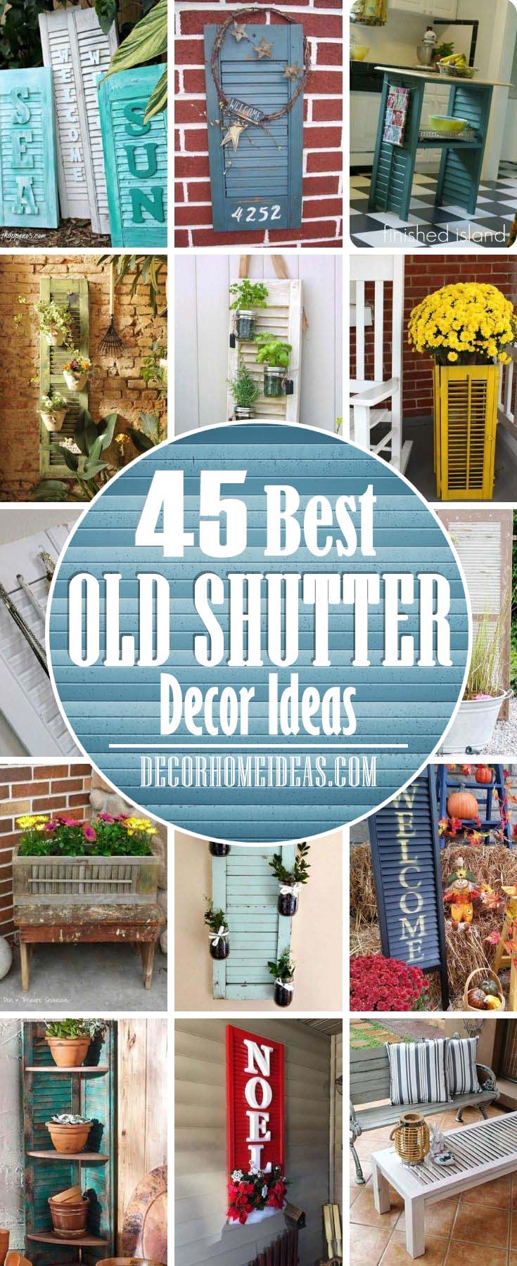 Best Old Shutters Decor Ideas. There are a lot of things that you can make from old shutters - flower pots, coffee table, bench, shelves, planter and even a kitchen island. #decorhomeideas