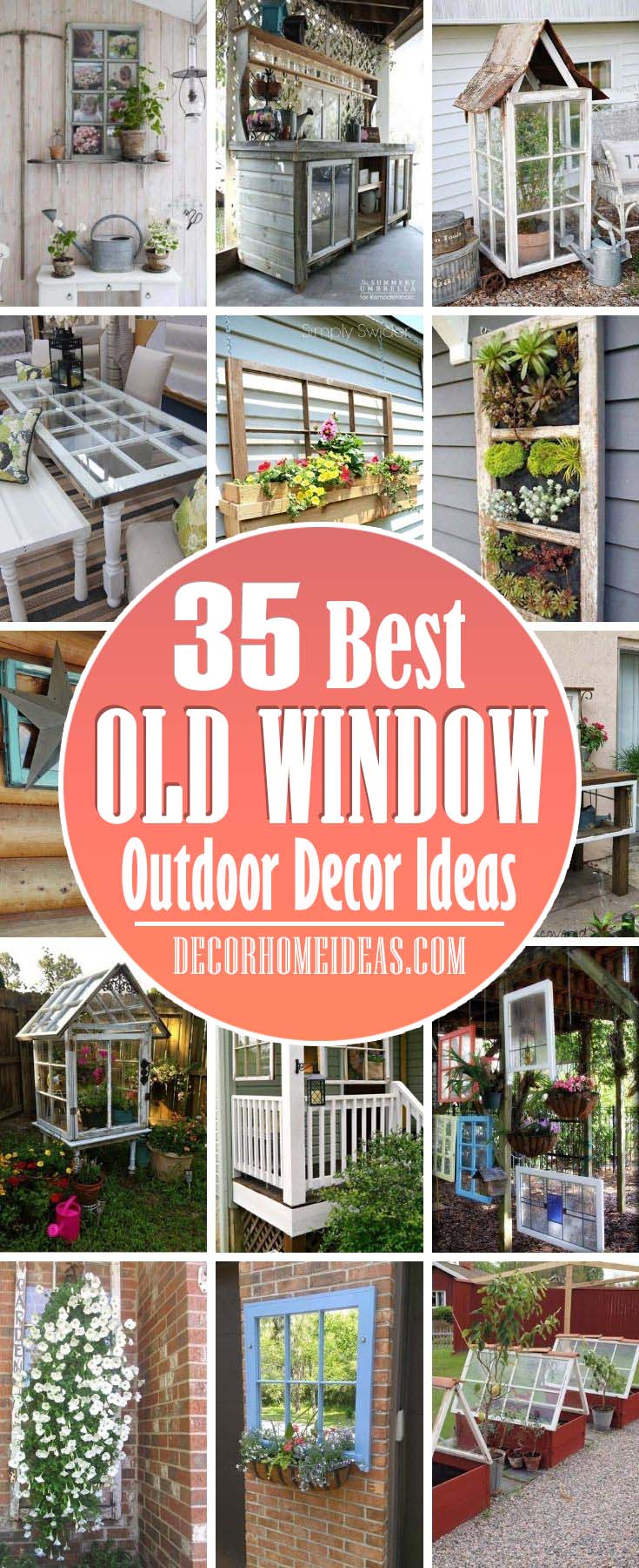 Best Old Window Outdoor Decor Ideas. There are many creative ways to use an old window in your outdoor décor and we have tons of amazing ideas that are easy to recreate. Get some inspiration and repurpose your old windows. #decorhomeideas